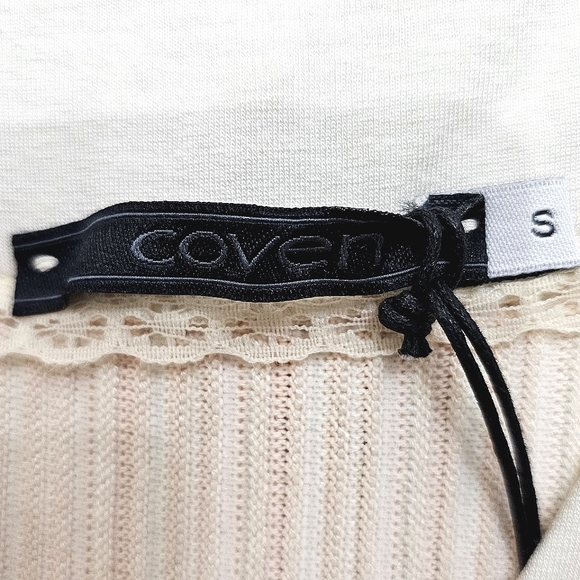 Anthropologie Coven Vanilla Pink Stripe Knit Ruched Waist w/Eyelet Midi Dress - Picture 4 of 17